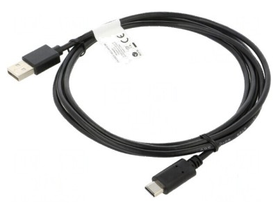 Cablu USB 2.0 A la C, 1,8m, negru, aurit foto