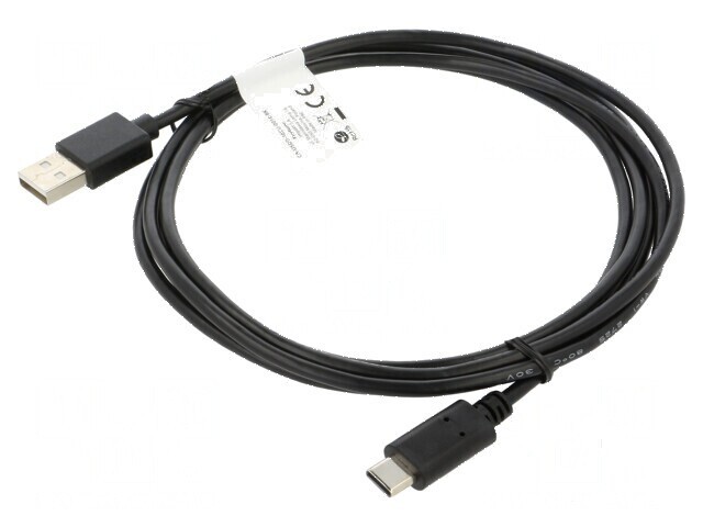 Cablu USB 2.0 A la C, 1,8m, negru, aurit