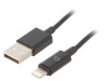 Cablu USB Lightning Gembird 1m Negru, Mufa USB A, USB 2.0, Placare Aurita