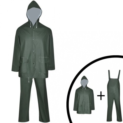 vidaXL Costum de ploaie impermeabil cu glugă, mărime XXL verde 2 piese foto