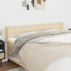 vidaXL Tăblie de pat cu aripioare, crem, 203x16x78/88 cm textil foto