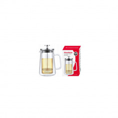 Infuzor transparent, din sticla, cu perete dublu, pentru cafea, ceai si lapte, 350ml, Klausberg