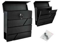 Cutie postala exterior, otel galvanizat, spatiu ziare, antracit, 37x36.7x10 cm
