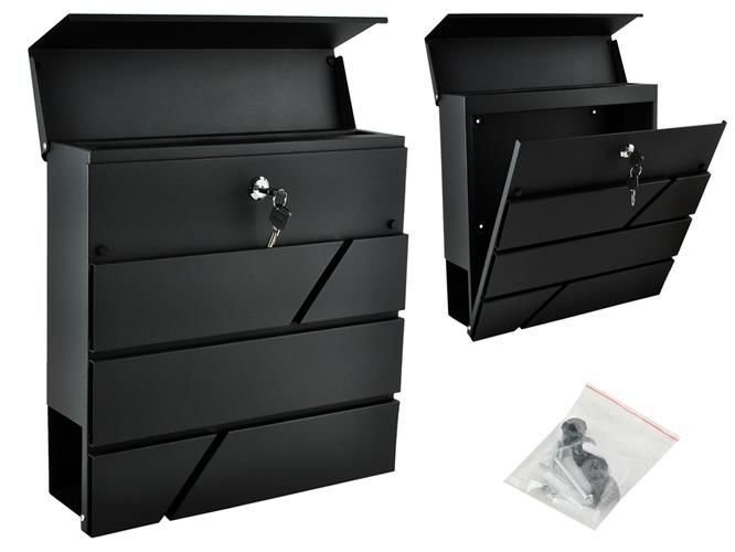 Cutie postala exterior, otel galvanizat, spatiu ziare, antracit, 37x36.7x10 cm