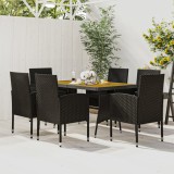 vidaXL Set mobilier de exterior, 7 piese, negru, poliratan 3120101