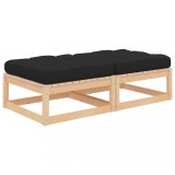 vidaXL Set 2 Taburete Gradina Lemn Pin Masiv cu Perne Antracit 70x70x30cm