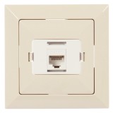 Priza internet Perla GTP-18C, incastrata, rama inclusa, bej