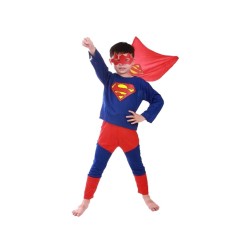 Costum Superman pentru copii, albastru, 120-130 cm, 7-9 ani