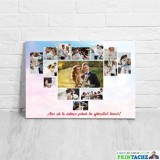 Tablou canvas in forma de inima personalizat cu 15 poze si text