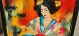 Pictura, tablou modern nou, -JAPONEZA NR.2- pictor roman consacrat, Portrete, Ulei, Art Deco