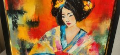 Pictura, tablou modern nou, -JAPONEZA NR.2- pictor roman consacrat