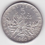 Monedă Franța 5 Francs 1960 din argint, Semănătoarea