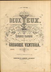 Doi Ochi Grigorie Ventura Partitura Muzicala Romaneasca C. Gebauer (Deux yeux) foto