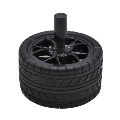 Scrumiera metalica Pufo Angry Wheel, antivant cu buton, 10 cm, negru foto