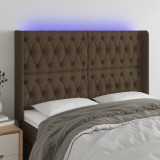 vidaXL Tăblie de pat cu LED, maro &icirc;nchis, 147x16x118/128 cm, textil 3124385