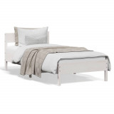 Cadru de pat cu tablie, alb, 75x190 cm, lemn masiv de pin GartenMobel Dekor, vidaXL