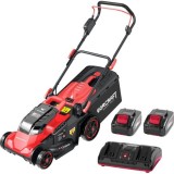 Masina de tuns iarba, gazon, electrica, motor fara perii, 2x20V Li-ion 4 Ah, incarcator, 43 cm, Worcraft GartenVIP DiyLine