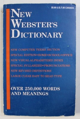 NEW WEBSTERS DICTIONARY - OVER 250000 WORDS AND MEANINGS - edited by R.F. PATTERSON , 1990 foto