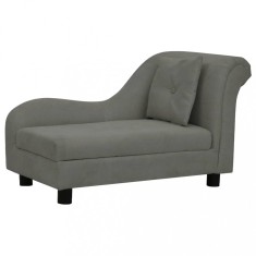Canapea pentru caini cu perna, gri inchis, 83x44x44 cm, plus