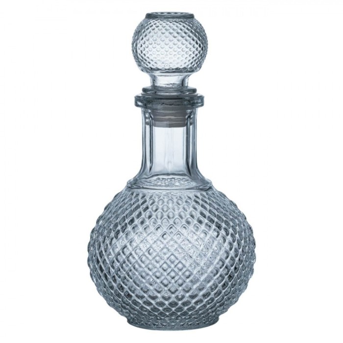 Sticlă Lichior, Rotundă, Model Romburi, Capacitate 500ml, Transparentă