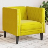 Fotoliu Chesterfield vidaXL, Galben Catifea, 71x74.5x70.5 cm, Scaun Living, Design Elegant, Confortabil, Relaxare, Capacitate 110 kg