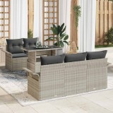 Cumpara ieftin Set de canapele pentru grădină, 6 piese, cu perne, gri deschis, din ratan sintetic