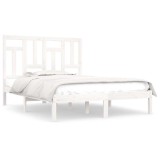 Cumpara ieftin Cadru de pat fara saltea, alb, 140x190 cm, lemn masiv de pin