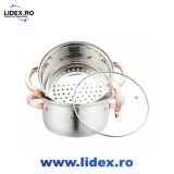 Aparat cu abur Klausberg KB 7725, 18 cm, 2,5 litri, 3 piese, Inductie, Inox/aur roz