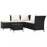 Cumpara ieftin Set mobilier relaxare gradina 4 piese cu perne poliratan negru