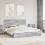 Cumpara ieftin Pat cu storage cu sertar Gri Sonoma 180 x 200 cm Lemn prelucrat