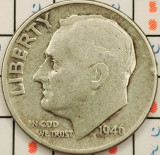 SUA USA 1 dime 10 cents 1946 argint - Roosevelt Silver Dime - km 195 - A011, America de Nord