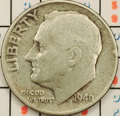 SUA USA 1 dime 10 cents 1946 argint - Roosevelt Silver Dime - km 195 - A011 foto
