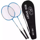 Set 2 Rachete Badminton + Husa Cover, Albastru Negru