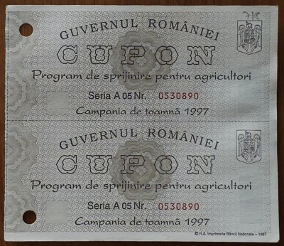 Guvernul Rom&amp;acirc;niei: Cupon pentru agricultori 1997 foto