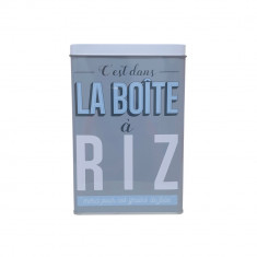 Cutie depozitare orez, CMP Paris, gri, metal, 18 x 12 x 7.5 cm, mesaj in franceza