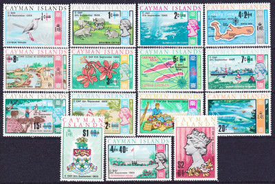 DB1 Ins. Cayman Uzuale 1970 Supratipare Pasari Pesti Ocupatii 15 v. MNH foto