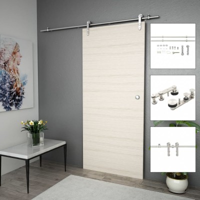 vidaXL Set piese pentru ușă glisantă, argintiu, 183 cm oțel inoxidabil foto