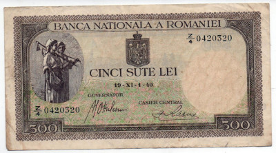 Bancnotă 500 lei - Republica Socialistă Rom&amp;acirc;nia, 1940 foto