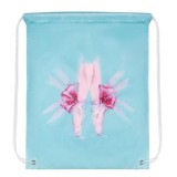 Ghiozdan tip rucsac pentru copii, imprimeu fundite, 33x41.5 cm, albastru cu roz