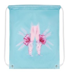 Ghiozdan tip rucsac pentru copii, imprimeu fundite, 33x41.5 cm, albastru cu roz