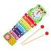 Jucarie educativa tip Xilofon de jucarie din lemn 3in1 – Broscuta - XT-128