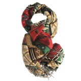 Esarfa boho in nuante de rosu, verde si bej