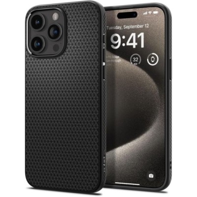 Husa pentru iPhone 15 Pro Max - Spigen Liquid Air - Matte Black foto