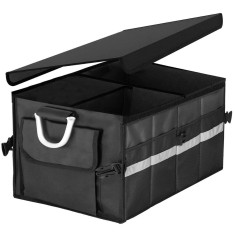 Organizator pentru portbagaj tip lada, cu buzunare laterale, pliabil, 30x58x33cm, negru Household NewTrend