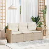 VidaXL Set canapele de grădină, 3 piese, cu perne, bej, poliratan 3258159