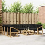 vidaXL Set de canapele de exterior cu pernă 10 pcs Alb și negru 3389894