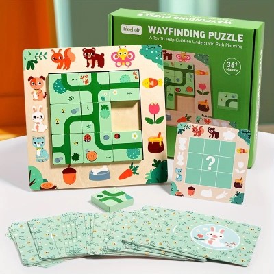 Puzzle lemn labirint Wayfinding STEM pentru copii 3 ani plus 19x20x4 cm foto