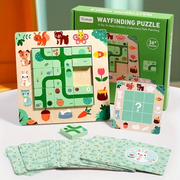 Puzzle lemn labirint Wayfinding STEM pentru copii 3 ani plus 19x20x4 cm
