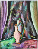 Tablou - pastel cu natură statică, semnat (1967)