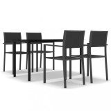 Set de servit masa pentru gradina, 5 piese, negru